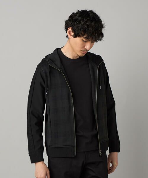 COMME CA MEN / コムサ・メン パーカー | IL PRINCIPE ジャージー×ケーブルコンビ パーカ（チャコールグレー）