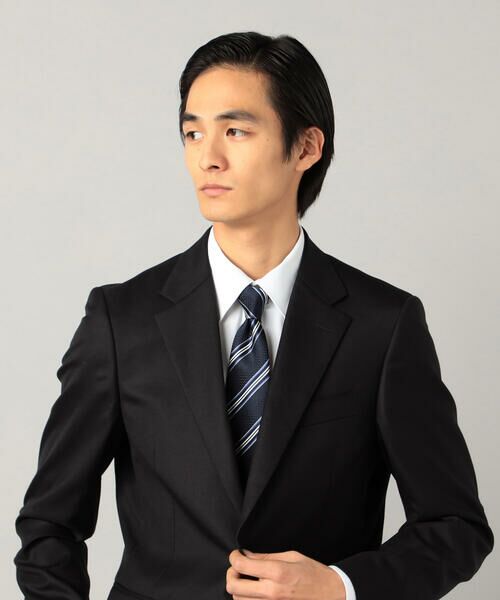 COMME CA MEN / コムサ・メン ネクタイ | レジメンタルストライプ ネクタイ（ネイビー）