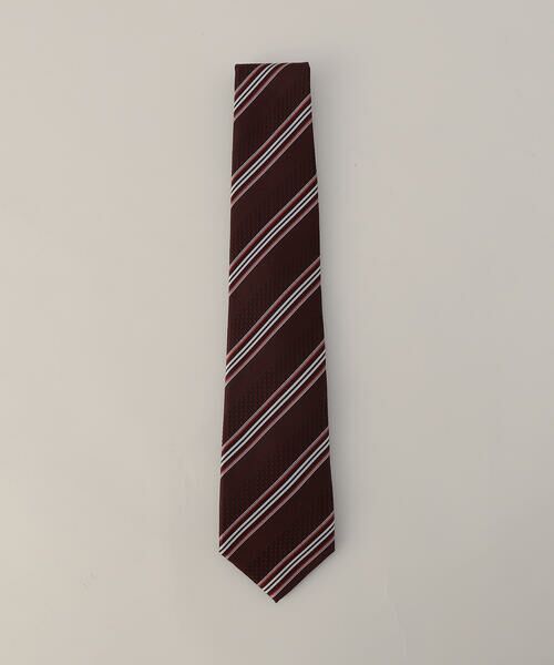 COMME CA MEN / コムサ・メン ネクタイ | レジメンタルストライプ ネクタイ（ワイン）