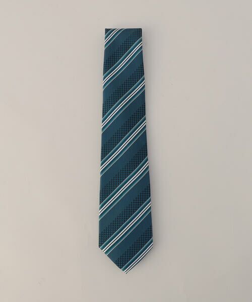 COMME CA MEN / コムサ・メン ネクタイ | レジメンタルストライプ ネクタイ（グリーン）