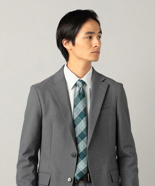 COMME CA MEN / コムサ・メン ネクタイ | チェック柄レギュラーネクタイ（グリーン）