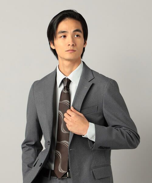 COMME CA MEN / コムサ・メン ネクタイ | 波柄レギュラー ネクタイ（ブラウン）