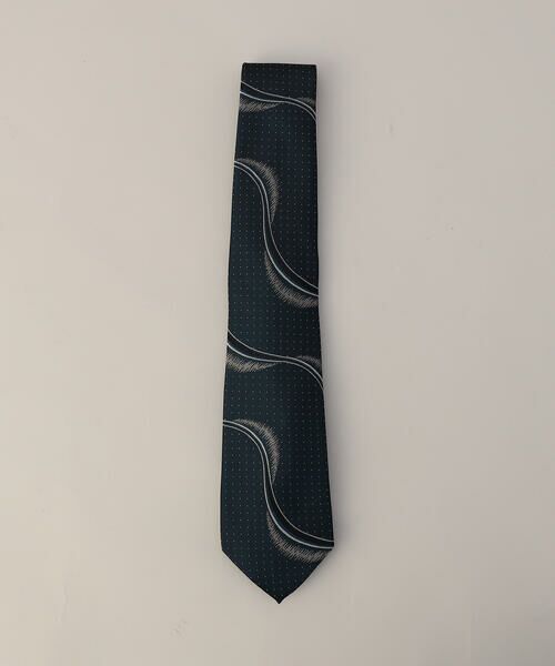 COMME CA MEN / コムサ・メン ネクタイ | 波柄レギュラー ネクタイ（グリーン）