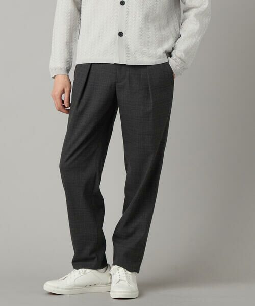 COMME CA MEN / コムサ・メン スラックス・ドレスパンツ | スラブグレンチェック 1タックパンツ(チャコールグレー)