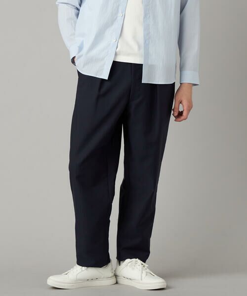 COMME CA MEN / コムサ・メン チノ・ワークパンツ | タックテーパード チノパンツ(ネイビー)