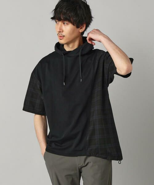 COMME CA MEN / コムサ・メン パーカー | チェック柄切り替え フーディー | 詳細3