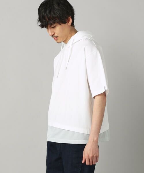 COMME CA MEN / コムサ・メン パーカー | 裾メッシュ切替 フーディー（ホワイト）