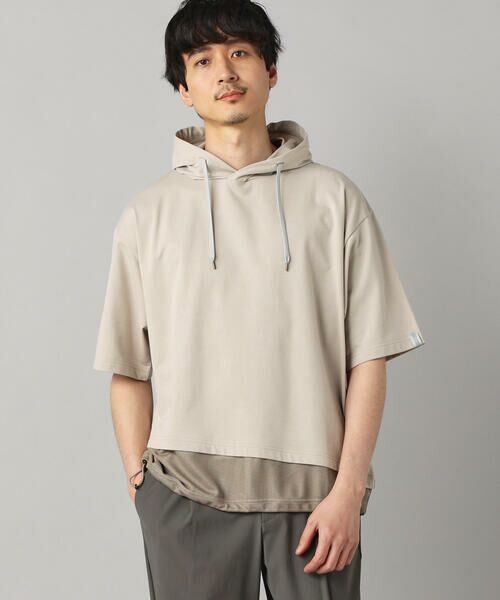 COMME CA MEN / コムサ・メン パーカー | 裾メッシュ切替 フーディー（ベージュ）