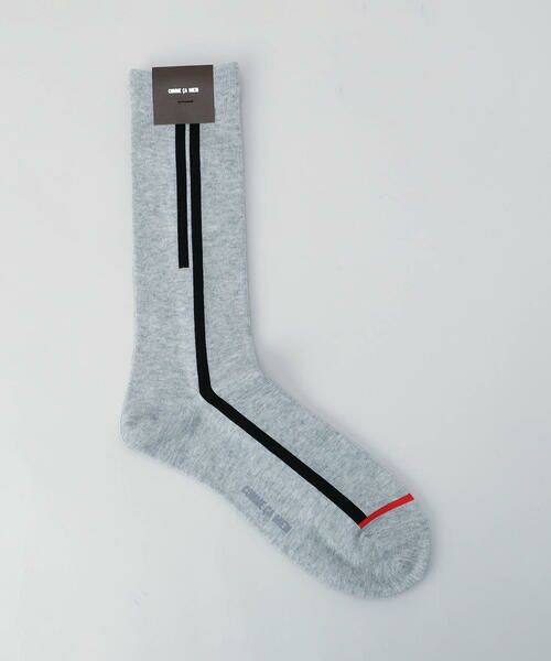 COMME CA MEN / コムサ・メン ソックス | ライン柄 クルーソックス（グレー）