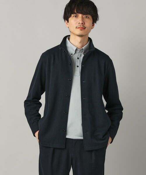 COMME CA MEN / コムサ・メン ブルゾン | 和紙カノコ スタンドカラーブルゾン（ネイビー）