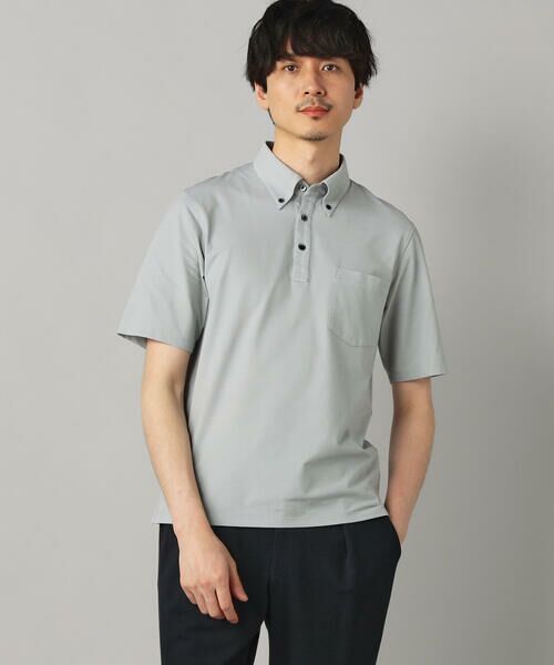 COMME CA MEN / コムサ・メン ポロシャツ | ミニハニカム ボタンダウンポロ（グレー）