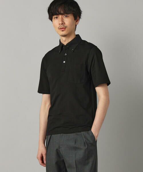 COMME CA MEN / コムサ・メン ポロシャツ | ミニハニカム ボタンダウンポロ（ブラック）