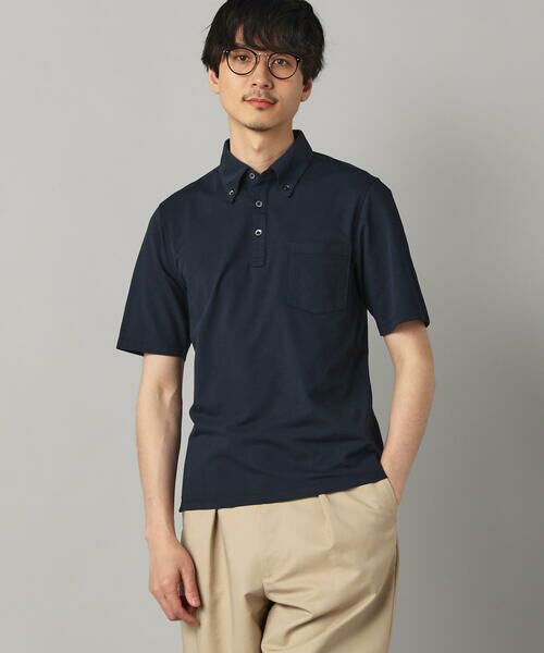 COMME CA MEN / コムサ・メン ポロシャツ | ミニハニカム ボタンダウンポロ（ネイビー）