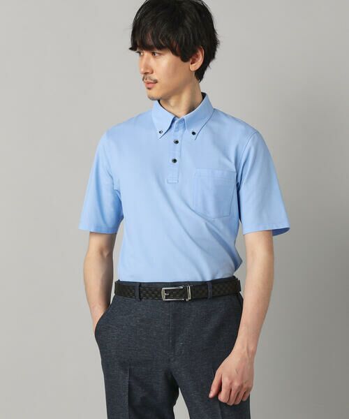 COMME CA MEN / コムサ・メン ポロシャツ | ミニハニカム ボタンダウンポロ（サックス）