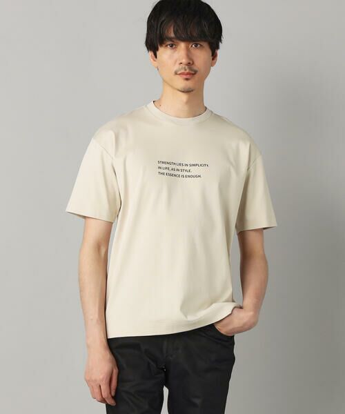 COMME CA MEN / コムサ・メン Tシャツ | メッセージ Tシャツ（ベージュ）