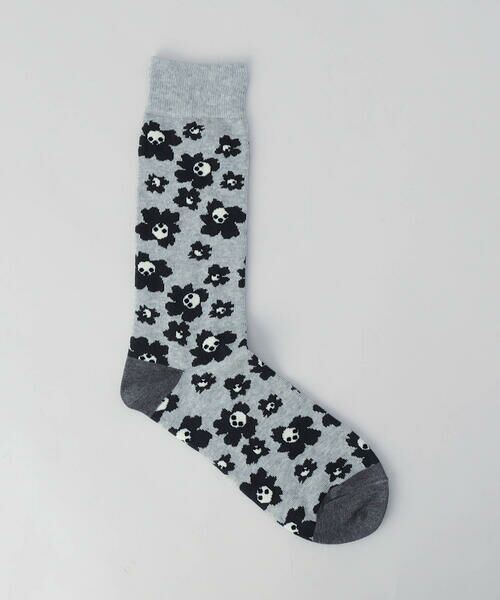 COMME CA MEN / コムサ・メン ソックス | フラワー柄 クルーソックス（グレー）