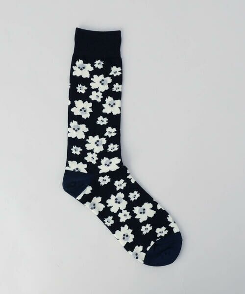 COMME CA MEN / コムサ・メン ソックス | フラワー柄 クルーソックス（ネイビー）