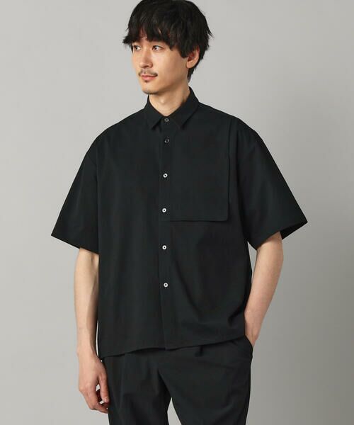 COMME CA MEN / コムサ・メン シャツ・ブラウス | ドビーワッフル 半袖シャツ（ブラック）