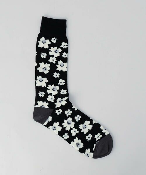 COMME CA MEN / コムサ・メン ソックス | フラワー柄 クルーソックス（ブラック）