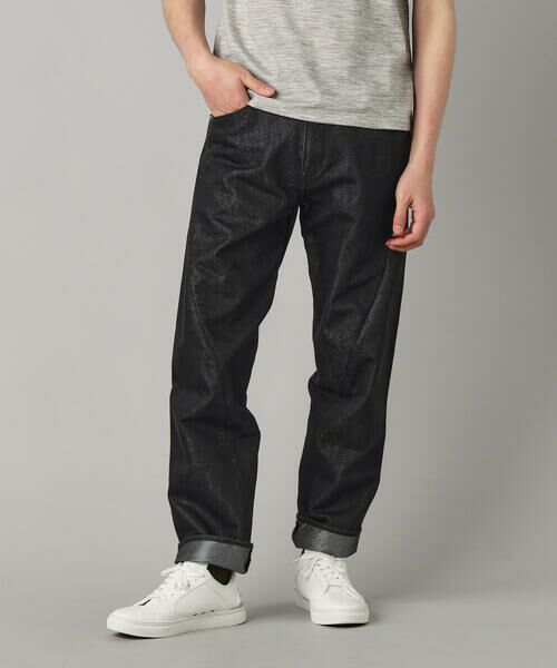COMME CA MEN / コムサ・メン デニムパンツ | ラメ糸デニム エンジニアードパンツ（ブラック）