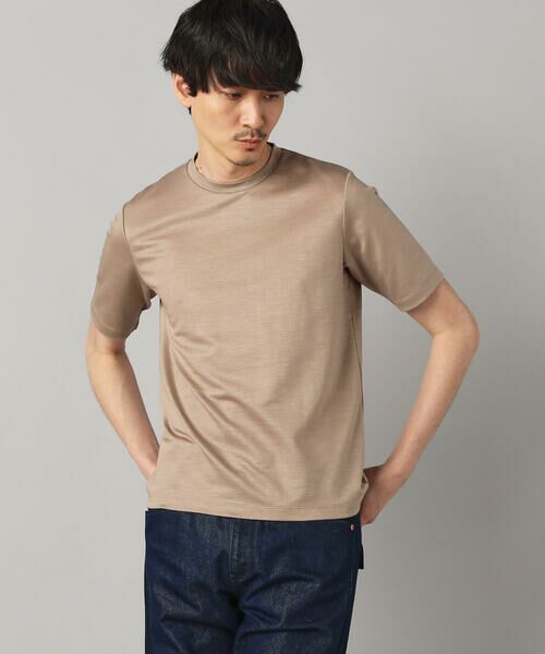 COMME CA MEN / コムサ・メン Tシャツ | ラミープレーティング天竺 Tシャツ（ベージュ）