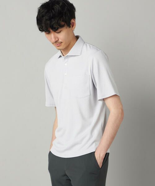 COMME CA MEN / コムサ・メン ポロシャツ | 【抗菌防臭加工】市松ジャカードジャージー ポロシャツ（ライトグレー）