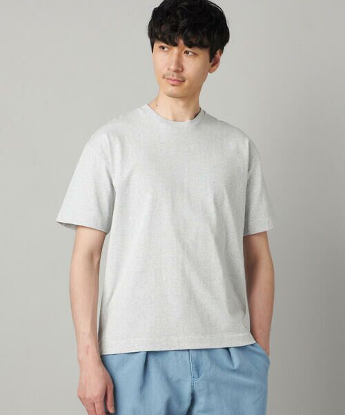 COMME CA MEN / コムサ・メン Tシャツ | メランジミジンボーダー Tシャツ（ライトグレー）