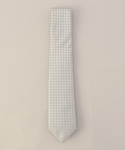 COMME CA MEN / コムサ・メン ネクタイ | 市松柄 フォーマルシルクタイ（シルバー）
