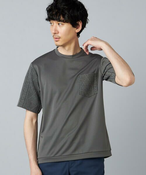 COMME CA MEN / コムサ・メン Tシャツ | ダイヤ柄コンビ Tシャツ | 詳細13