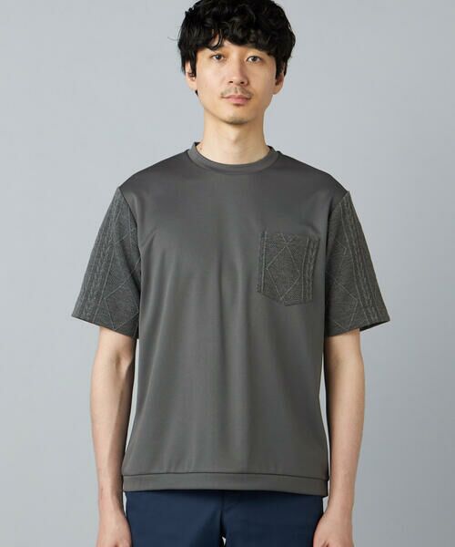 COMME CA MEN / コムサ・メン Tシャツ | ダイヤ柄コンビ Tシャツ | 詳細14