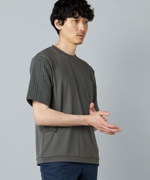 COMME CA MEN / コムサ・メン Tシャツ | ダイヤ柄コンビ Tシャツ | 詳細12