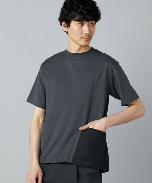 COMME CA MEN / コムサ・メン Tシャツ | 切り替えポケット Tシャツ(チャコールグレー)