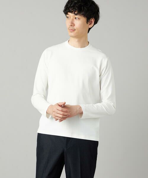 COMME CA MEN / コムサ・メン Tシャツ | 【吸水速乾】ジャケットネック ロングスリーブ Tシャツ（01:ホワイト）