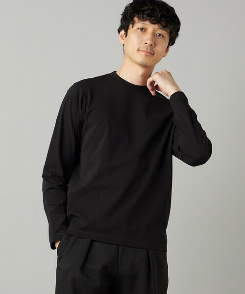 COMME CA MEN / コムサ・メン Tシャツ | 【吸水速乾】ジャケットネック ロングスリーブ Tシャツ（05:ブラック）