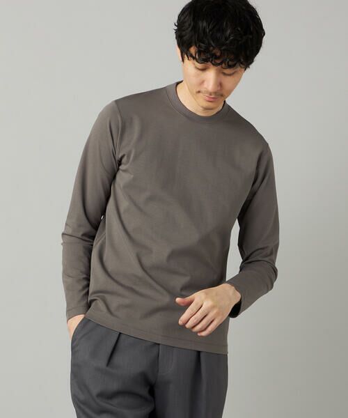 COMME CA MEN / コムサ・メン Tシャツ | 【吸水速乾】ジャケットネック ロングスリーブ Tシャツ（08:チャコール）