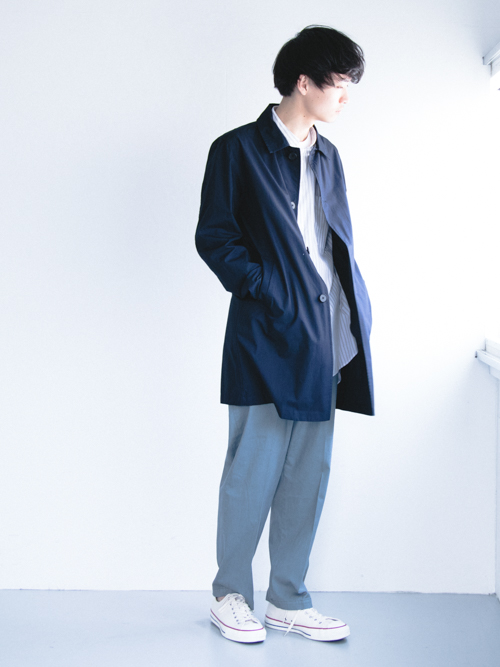 Urban Researchスタッフのステンカラーコートを使ったメンズファッションコーディネート No Urban Researchスタッフのステンカラーコートを使ったメンズファッションコーディネート No