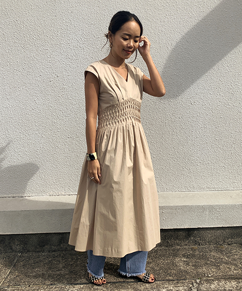 Euclaidスタッフのミニ丈 ひざ丈ワンピースを使ったレディースファッションコーディネート No