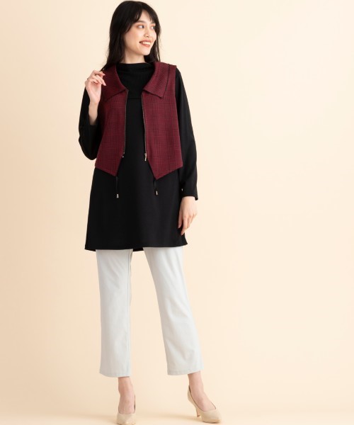 【大きいサイズ/L～３L】ベストとチュニックのセットアイテムは簡単にお洒落に決まる嬉しいアイテム。もちろん単品でも着回し力◎！