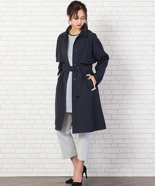 ステンカラーとトレンチの良いところを取り入れた、着こなしやすいコート。気軽に羽織れるアウターで春スタイルを楽しんで。
◆大きいサイズ/L-3L◆model:173cm 