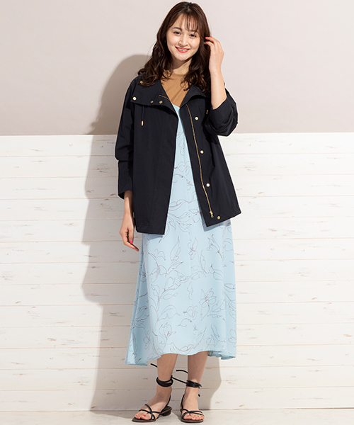 春に活躍間違いなしのスポーティ過ぎない、大人のブルゾンコーデ。カジュアルすぎずキレイ目のスタイルとも相性の良いデザインなので、あえてフェミニンなワンピースを合わせて。
◆大きいサイズ/L-3L◆model:173cm