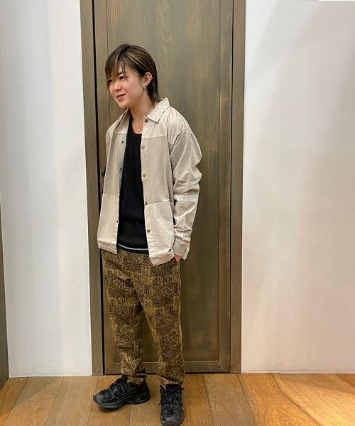 【パープル＆イエロー】
切替コーチジャケット×アフリカンバディック