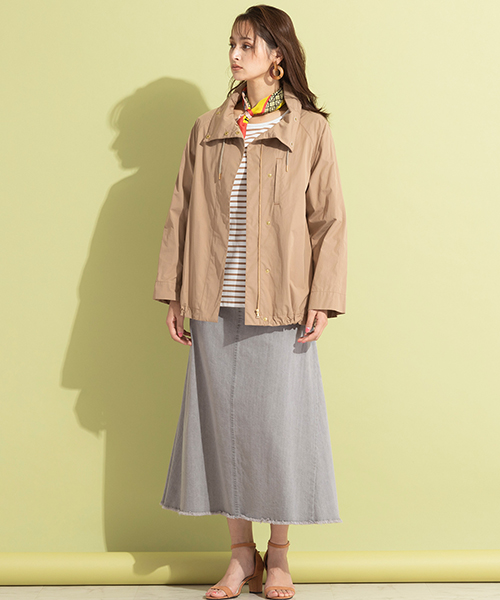 軽く羽織れるブルゾンコーデ。ベージュ～グレー系の同系色でまとめて今年らしい雰囲気に。
◆大きいサイズ◆model:173cm