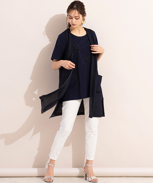 ふわりと風が抜けるベストコーデ。メッシュ素材なので軽やか！シンプルデザインなので、着回し力抜群の優秀アイテムです。
◆大きいサイズ◆model:173cm