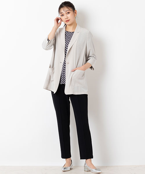 【大きいサイズ/L～3Lサイズ】軽快に羽織れてきちんと感をキープできる大人のジャケットスタイル