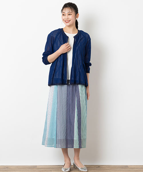 【大きいサイズ/L～3Lサイズ】ブルーのグラデーションが綺麗なマリンスタイルで爽やかに！