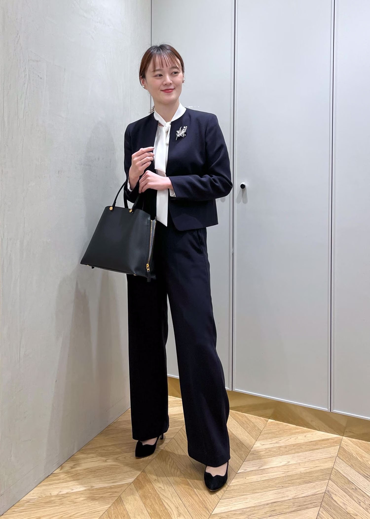 ROPE ノーカラーVジャケット パンツスーツ 38 セール】 【洗える】【オフィス/お仕事】【セットアップ対応