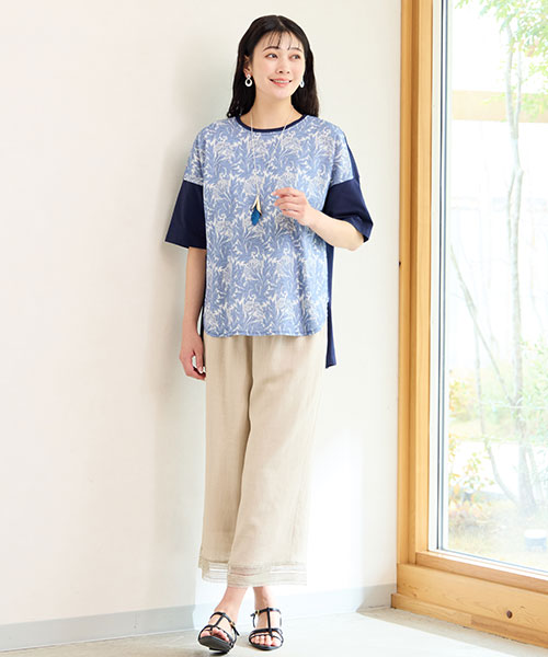 【人気アイテム・洗える・アンサンブル可能】花更紗柄カットソー セール】 【人気アイテム・洗える・アンサンブル可能】花更紗柄
