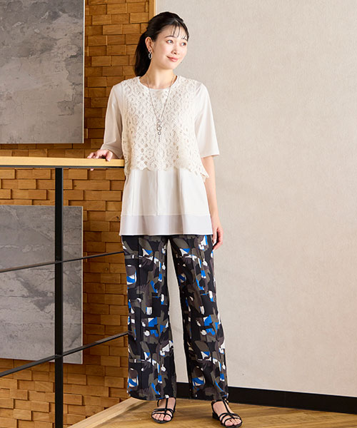【人気アイテム・洗える・アンサンブル可能】花更紗柄カットソー セール】 【人気アイテム・洗える・アンサンブル可能】花更紗柄