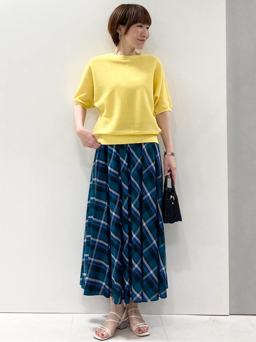 MK MICHEL  / エムケーミッシェルクラン クロップド丈ラメニット×フレアーデシンタンクトップ アンサンブル/洗える MK MICHEL KLEIN｜クロップド丈ラメニット*フレアーデシンタンク