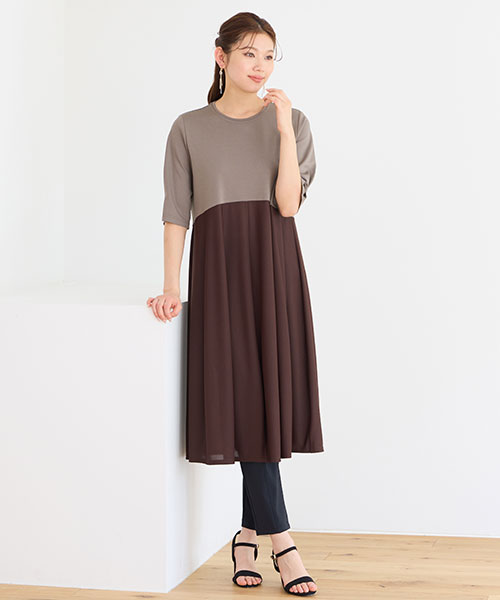 異素材使いで一枚でサマになるワンピースは夏のお出かけに活躍間違いなし！